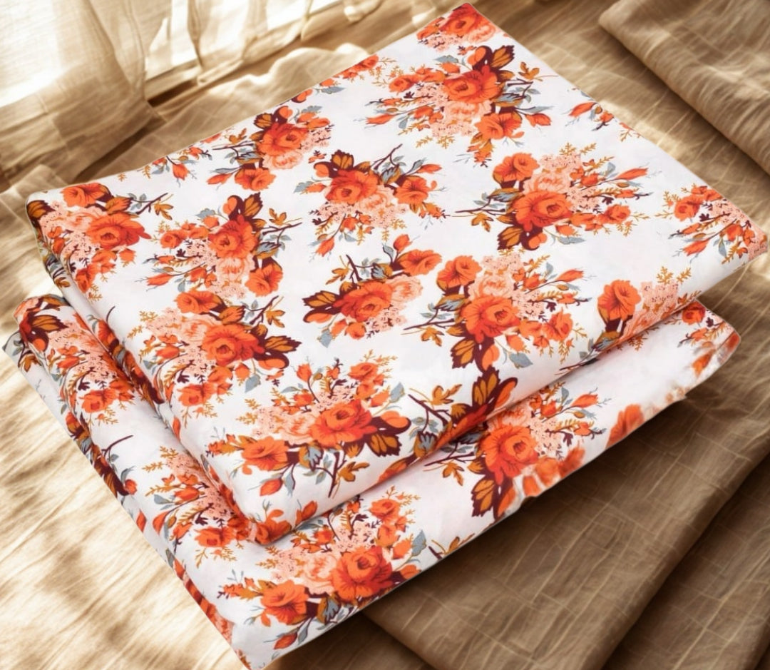 Orange n White Floral.                    (PC-00909842)