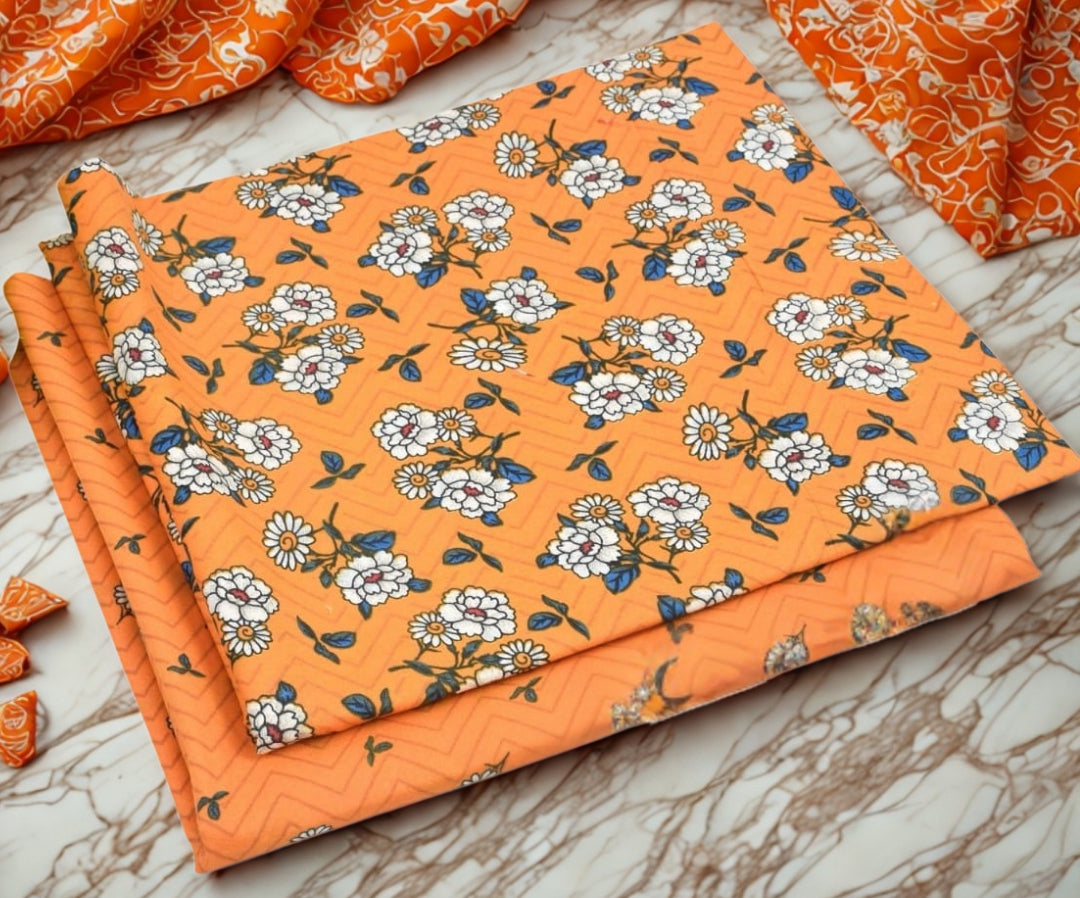Orange n White Floral.                           (PC-00909793)