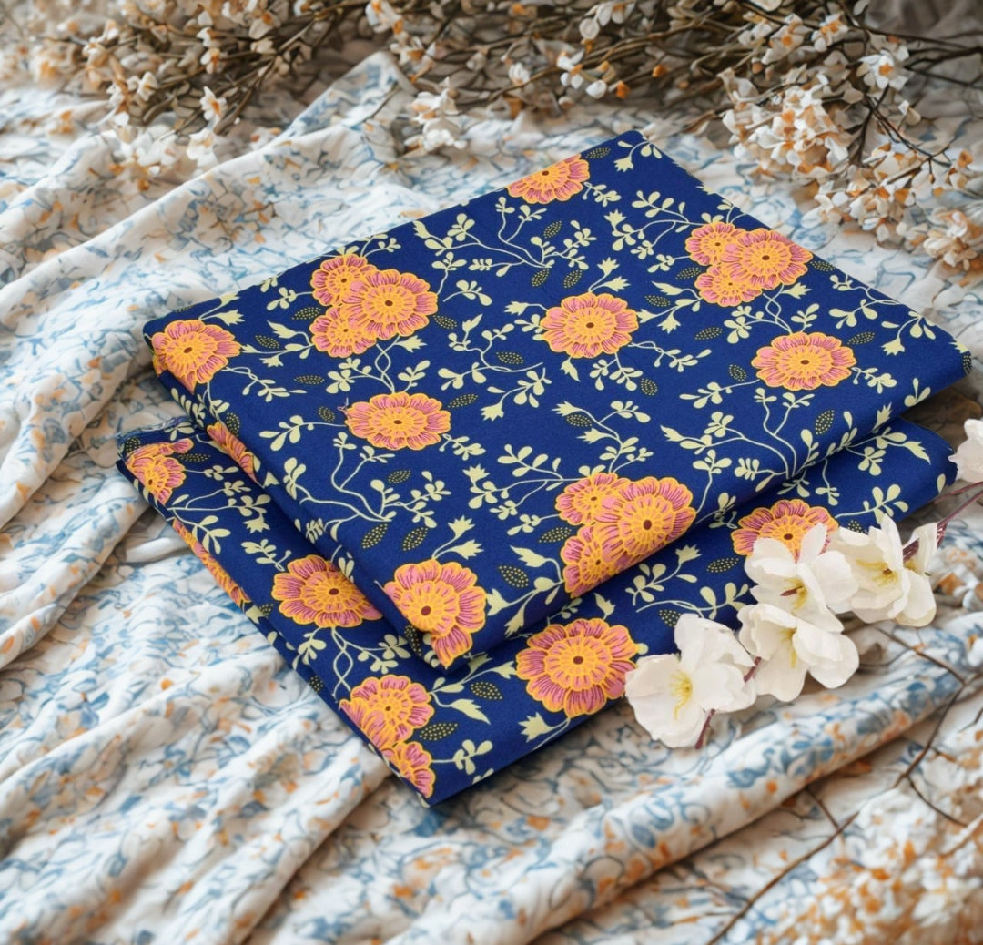 Blue n Orange Floral.                   (PC-00909819)